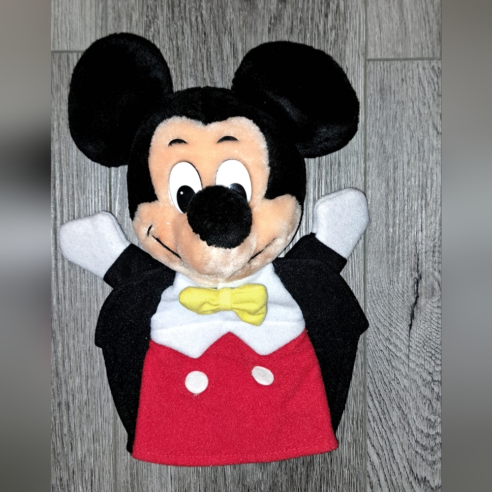 Vintage 90's Mickey Mouse Hand Puppet with Red and Black Outfit, Disneyland
